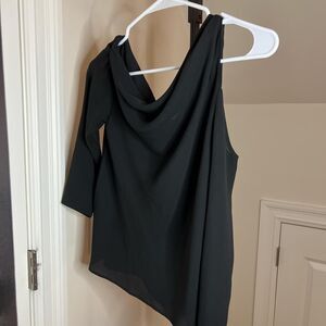 ASOS design black drape chiffon off the shoulder top